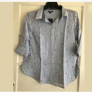 IZOD Women’s LINEN BLEND Long Sleeve Shirt Blouse